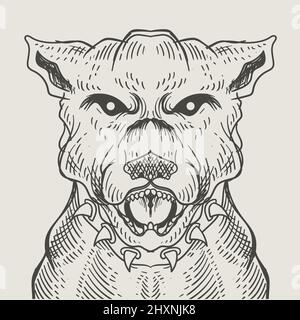 illustration vintage dog engraving style Stock Vector