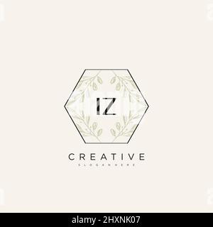 IZ Initial Letter Flower Logo Template Vector premium vector Stock Vector
