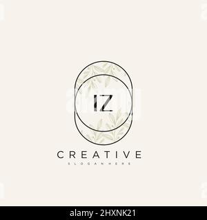 IZ Initial Letter Flower Logo Template Vector premium vector Stock Vector