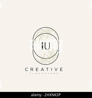 IU Initial Letter Flower Logo Template Vector premium vector Stock Vector