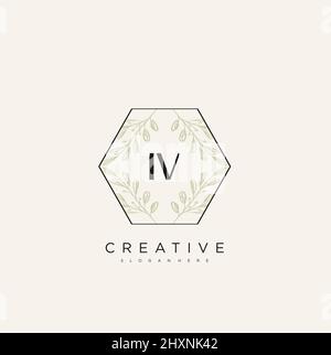 IV Initial Letter Flower Logo Template Vector premium vector Stock Vector