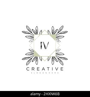 IV Initial Letter Flower Logo Template Vector premium vector Stock Vector