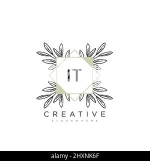 IT Initial Letter Flower Logo Template Vector premium vector Stock Vector