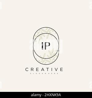 IP Initial Letter Flower Logo Template Vector premium vector Stock Vector