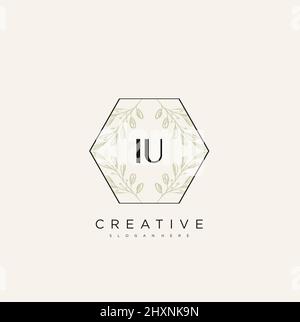 IU Initial Letter Flower Logo Template Vector premium vector Stock Vector