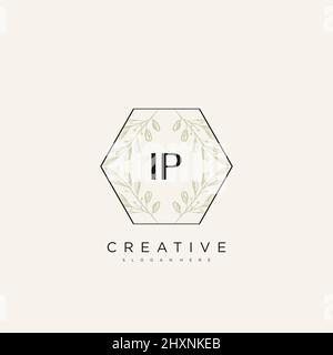 IP Initial Letter Flower Logo Template Vector premium vector Stock Vector
