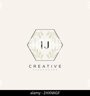 IJ Initial Letter Flower Logo Template Vector premium vector Stock Vector