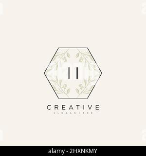 II Initial Letter Flower Logo Template Vector premium vector Stock Vector