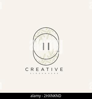 II Initial Letter Flower Logo Template Vector premium vector Stock Vector