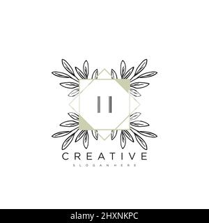II Initial Letter Flower Logo Template Vector premium vector Stock Vector