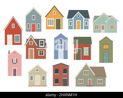 Set of different houses, flat design, vector Stock Vector