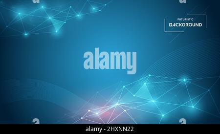 Futuristic abstract background with flowing lines and dots. Illustration Vector design digital technology concept. Stock Vector
