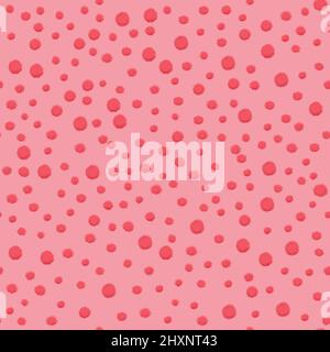 dots with texture effect of pink chalk or crayon seamless pattern in cute style. Stock Vector