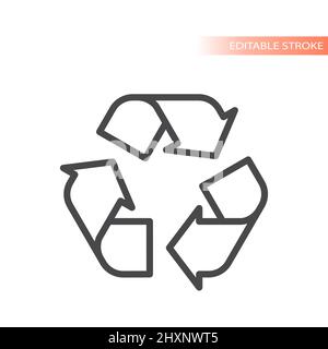 Recycle, recycled line vector icon. Recyclable packaging outlined symbol. Stock Vector
