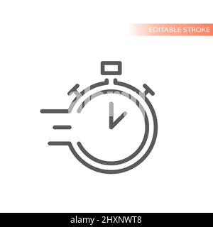 Clock or stopwatch timer with speed marks, Fast running time symbol thin  line vector icon. Editable stroke Stock Vector Image & Art - Alamy