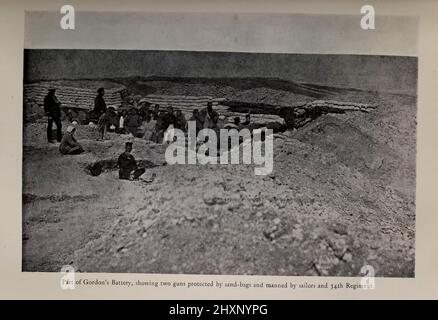 Part of Gordon’s Battery, Showing two guns protected by Sand Bags and manned by Sailors of the 34th Regiment from the book ' Memories of the Crimean War, January 1855 to June 1856 ' by Douglas Arthur Reid Publication date 1911 Publisher St. Catherine Press London. Stock Photo