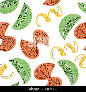 Seamless pattern - fruit illustration. Cocktail garnish.  Stock Vector