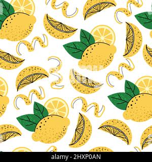 Seamless pattern - fruit illustration. Cocktail garnish.  Stock Vector