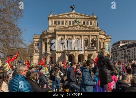 The demonstration at Opernplatz in support of Ukraine and against Russian aggression, Frankfurt, Germany Stock Photo
