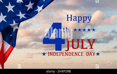 Happy 4th of July Over Distressed Wood Background Stock Photo