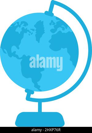 Round globe with worldwide map semi flat color vector object Stock Vector