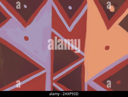 Pretty African art pattern in textil , zign zag orange and red design with abstract art. Kente Cloth painting, black and white. Abstraction art for fl Stock Photo