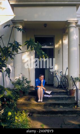 Caryl Churchill at home in London 1988 Stock Photo