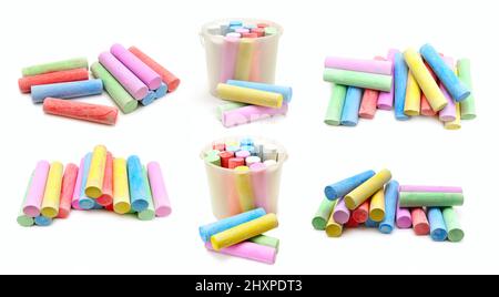 Multicolored crayons for children's creativity isolated on white background Stock Photo