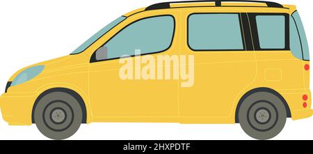 Yellow passenger minivan on a white background - Vector illustration Stock Vector