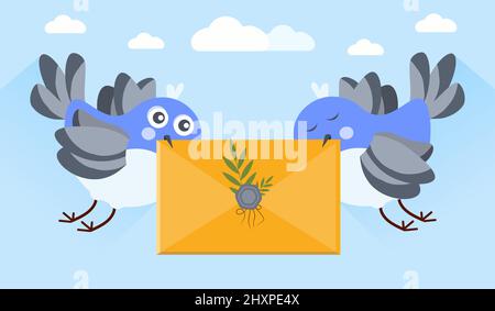 Birds carrying envelope concept Stock Vector