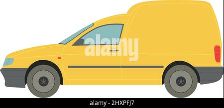 Yellow cargo minivan on a white background - Vector illustration Stock Vector
