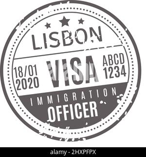 Lisbon travel visa. Round grunge passport stamp Stock Vector