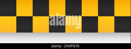 Taxi yellow black symbol. Checkered pattern label Stock Vector