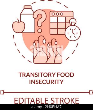 Transitory food insecurity red concept icon Stock Vector