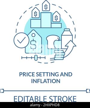Price setting and inflation turquoise concept icon Stock Vector