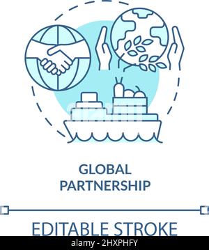 Global partnership turquoise concept icon Stock Vector