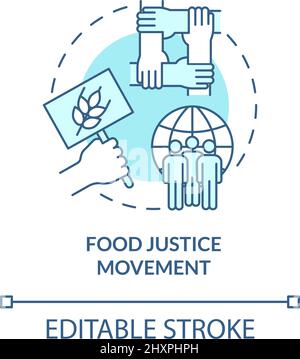 Food justice movement turquoise concept icon Stock Vector