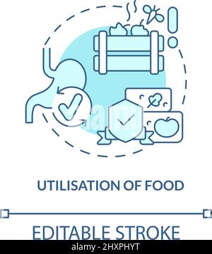 Utilisation of food turquoise concept icon Stock Vector