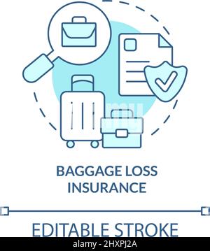 Baggage loss insurance turquoise concept icon Stock Vector