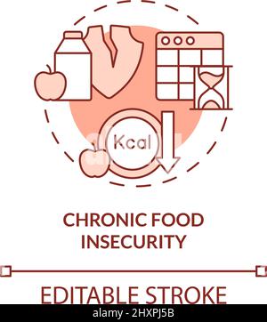 Chronic food insecurity red concept icon Stock Vector