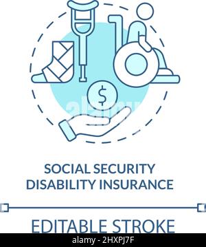 Social security disability insurance turquoise concept icon Stock Vector