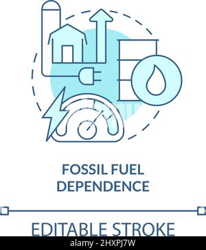 Fossil fuel dependence turquoise concept icon Stock Vector