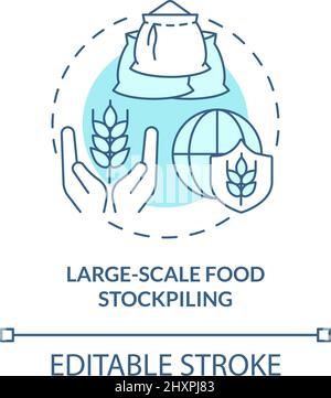 Large scale food stockpiling turquoise concept icon Stock Vector