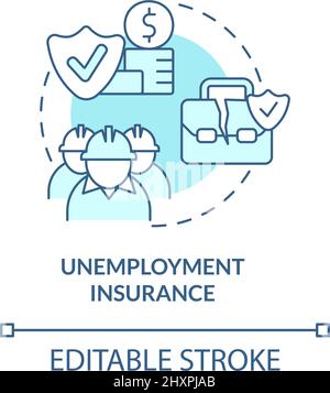 Unemployment insurance turquoise concept icon Stock Vector