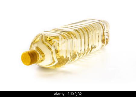 Sunflower oil plastic bottle isolated on white background Stock Photo