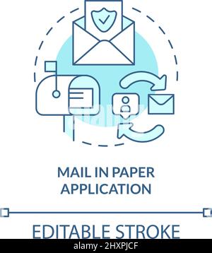 Mail in paper application turquoise concept icon Stock Vector