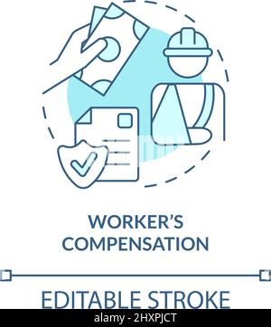 Worker compensation turquoise concept icon Stock Vector