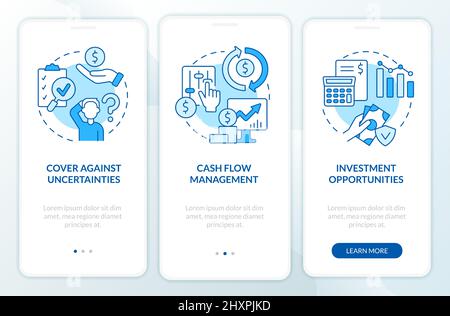 Benefits of insurance service blue onboarding mobile app screen Stock Vector