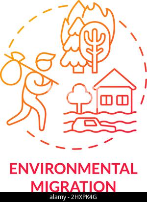 Environmental migration red gradient concept icon Stock Vector