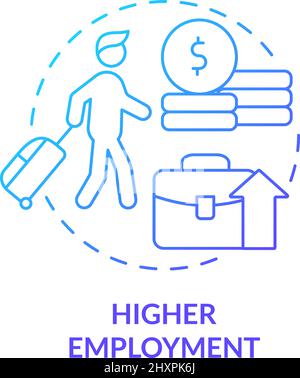 Higher employment blue gradient concept icon Stock Vector